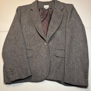100% Pure Wool Vtg Boston Traveler Academia Gray Blazer Suit Jacket Size 5-6 USA
